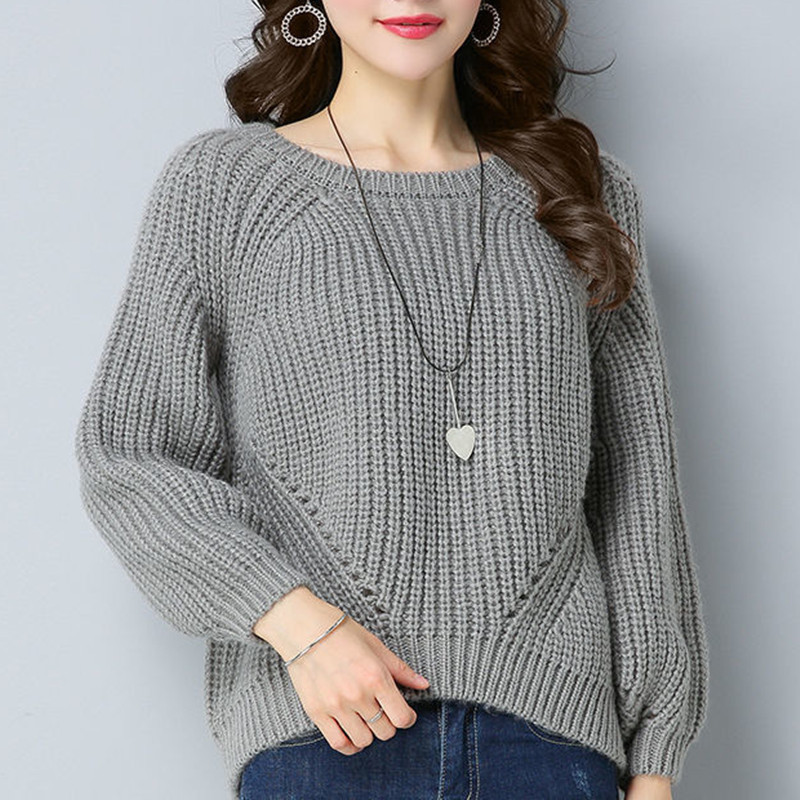 Autumn Vintage Oversized Chunky Knit Color-Block Sweater, Round-Neck Knitwear for Women, Loose Fit