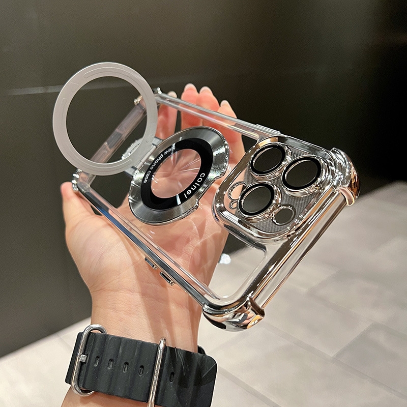 IPhone16メッキスタンド磁気吸引宇宙ケースリンゴ13promax全包携帯ケース15保護カバーを適用|undefined