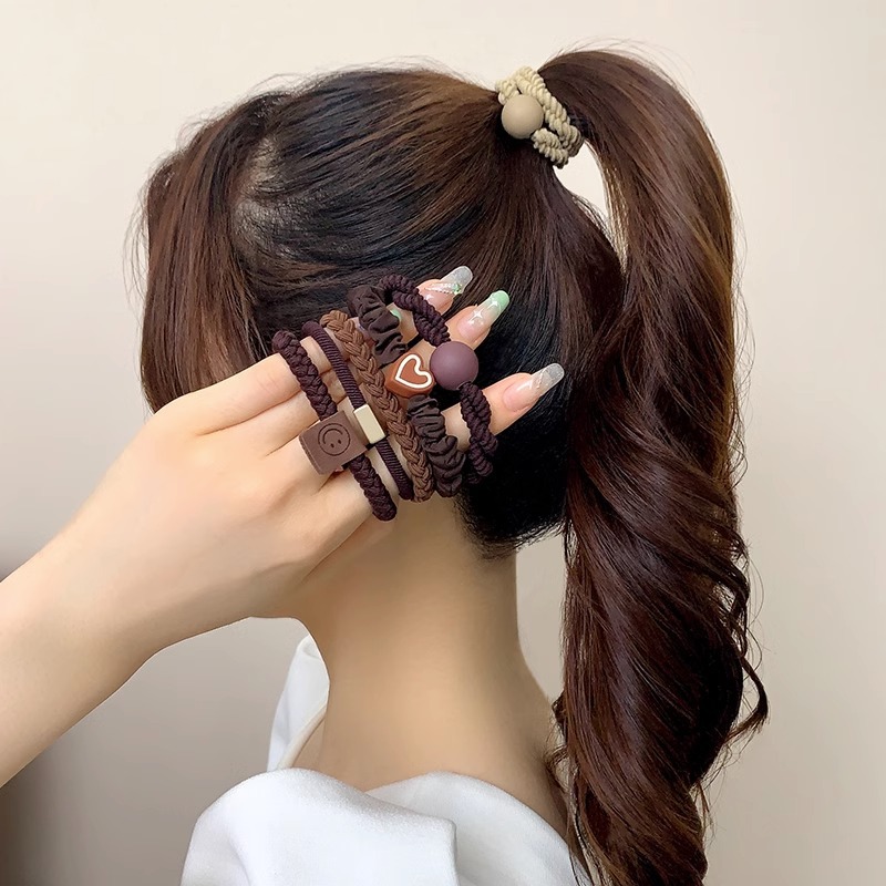 Coletero de goma, simple, de alta elasticidad, duradero, anillo para el cabello para mujer, nuevo estilo 2025, accesorio para el cabello de niña, cubierta de cuero.