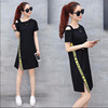 Summer long dress, skirt, Korean style, mid-length, with short sleeve