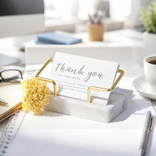 ✅大理石名片盒台面名片立式展示架办公室桌面装饰摆件