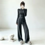 双面女士春秋显瘦阔腿裤
