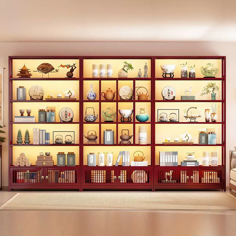 Bogu shelf non-solid wood new Chinese tea shelf storage tea cabinet tea room ornament tea tea set storage display cabinet