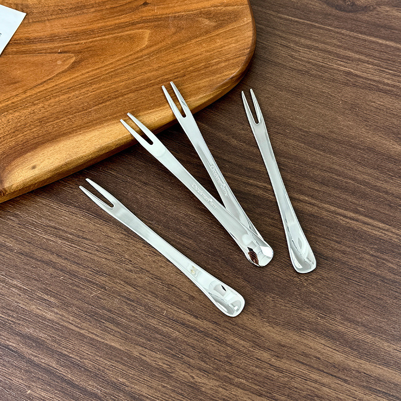 Chockmen Zhuo Deming 18 / 10 tenedor de cangrejo de acero inoxidable de doble cabeza tenedor cuchara de postre tenedor de fruta multiuso tenedor de cangrejo