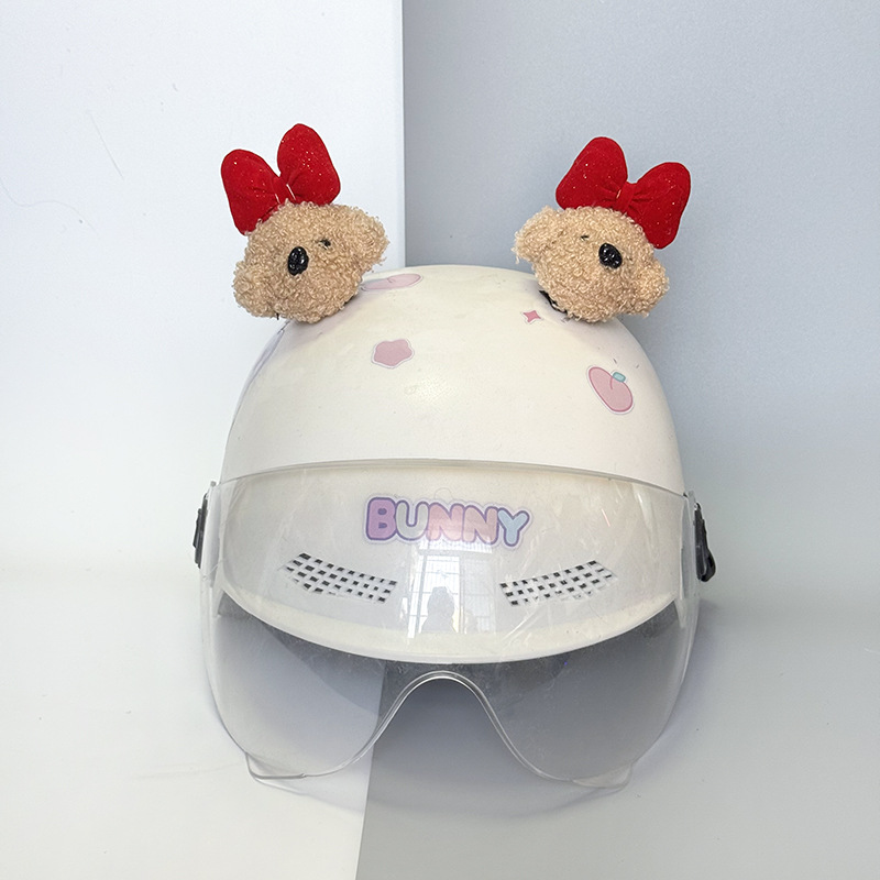 Cute Dog Helmet Decoration Quick Release Bear Doll Bow Accessories