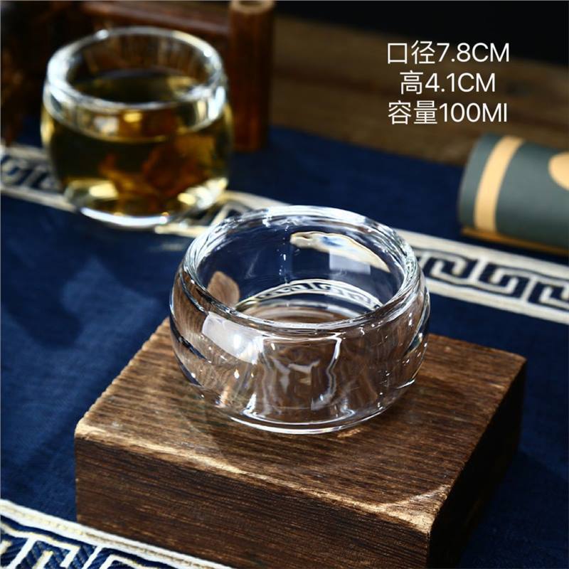 Taza de llave de dedo transparente y gruesa, no caliente, taza de té china, taza principal anti-calor, vidrio de alta calidad