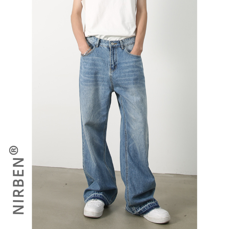nirben Denim | New Retro Jeans Men's Straight Loose Trendy Brand Wide Leg American Style Personality Cuts Design