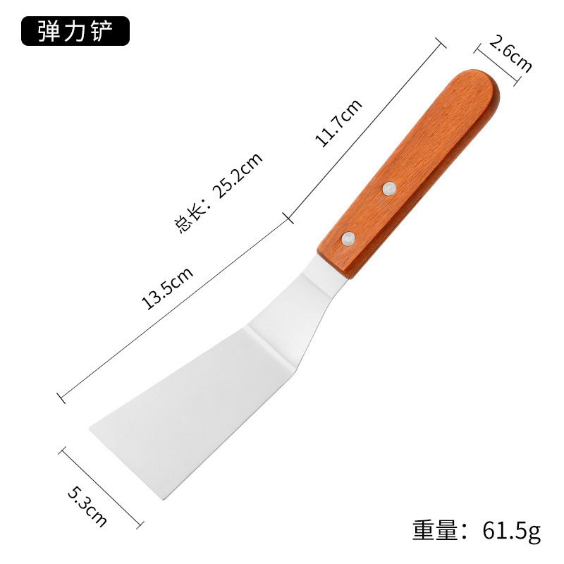 不锈钢木柄铲刀煎铲工具牛排烧烤铁板烧铲料理铲套装厨具铲子批发|undefined