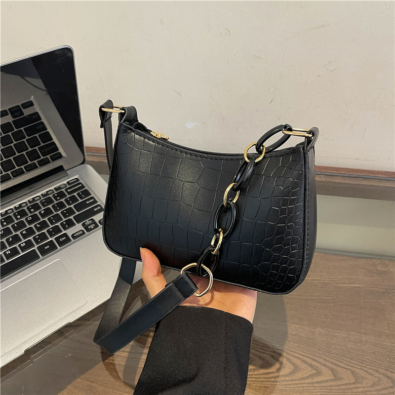 Nicho francés cocodrilo bolso de mujer bolso debajo de la axila 2024 verano nuevo estilo de alta calidad cadena de textura bolso de hombro universal