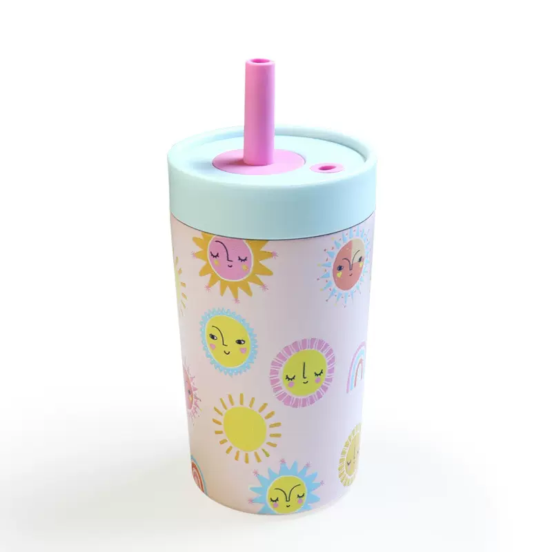 网红水杯304食品接触不锈钢儿童可爱保温杯硅胶不锈钢400ml咖啡杯