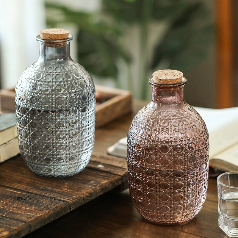 Большая стеклянная бутылка Amazon с креативным рельефом для американских напитков, молочного чая, рисового вина, белого вина, перепакованная пустая бутылка готова к продаже