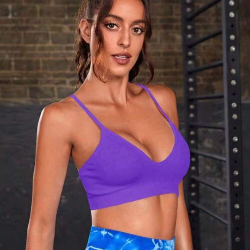 New thin double shoulder strap sports bra for women shock-proof push-up beautiful back yoga threaded vest running fitness bra for women