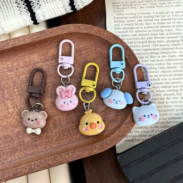 New Cartoon Animal Resin Keychain Cute Mini Key Pendant Student Backpack Accessory Gift for Best Friend