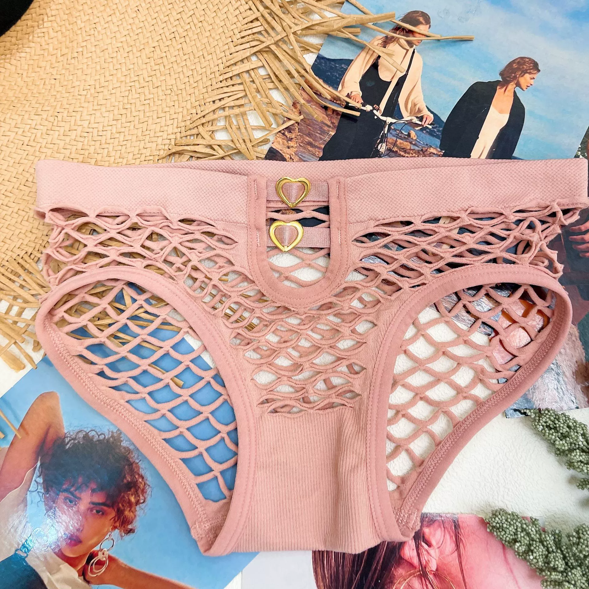 Женские сексуальные трусы средней посадки, дышащая сетка, plus size, единый размер (40–80 кг)