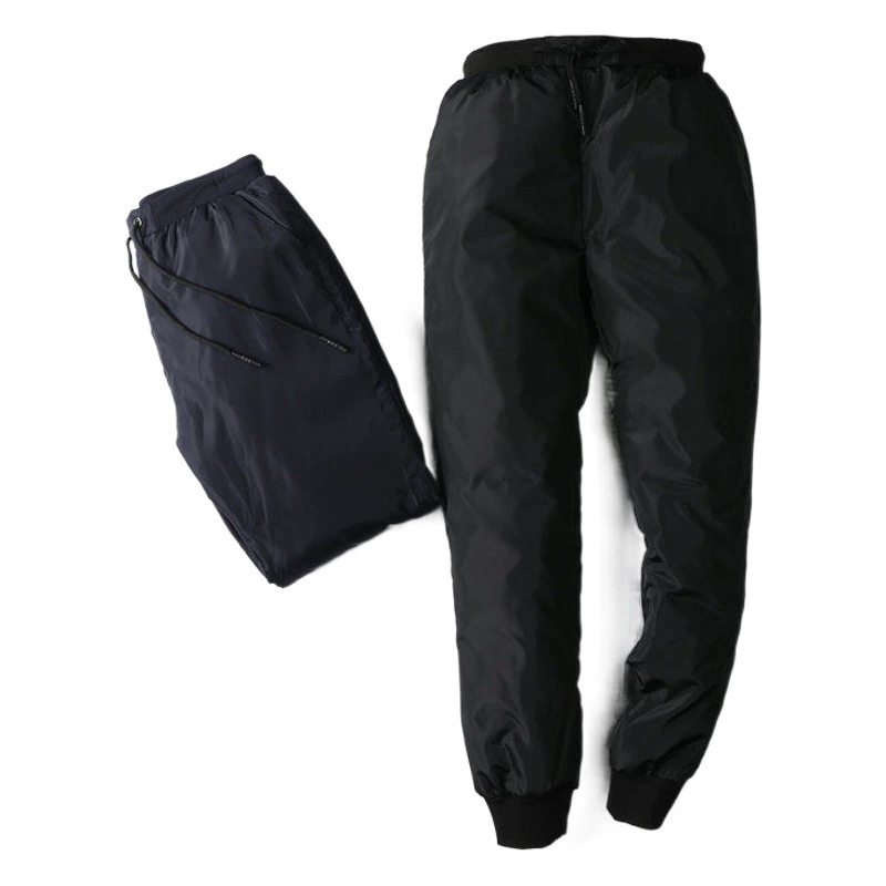 Новые зимние Пуховые брюки для среднего и пожилого возраста, мужские Холодостойкие и теплые утепленные свободные эластичные брюки с высокой талией больших размеров