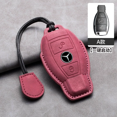 C- Class Key Cover | Car key bag - mercedes-benz-hollow-type-a-volcanic-red-leather-rope