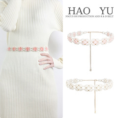 珍珠腰鏈女士編織新款腰帶裝飾連衣裙優雅百搭 歐美跨境時尚單品