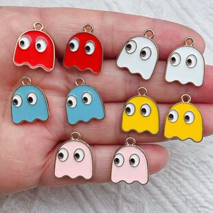 Ghost little ghost alloy drip oil DIY jewelry accessories Halloween interesting pendant earrings earrings earrings and earrings pendant funny
