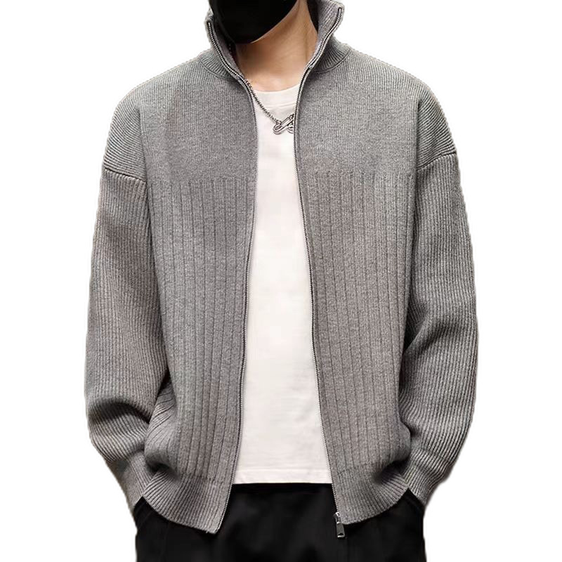 Explosiones transfronterizas de tamaño grande europeo Cardigan suéter de punto hombre chaqueta de color sólido chaqueta de fábrica de marea al por mayor