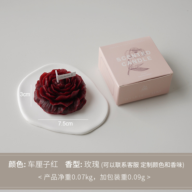 Flor de peonía vela de baja temperatura cereza roja (fragancia: rosa de terciopelo)