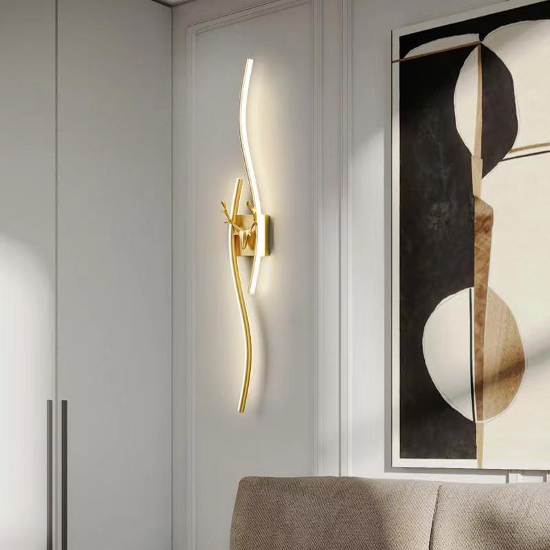 Luz de pared de dormitorio moderna simple larga luz de lujo red creativa sala de estar TV de fondo pared escalera luz de cabecera