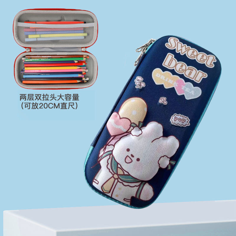 Estudiantes de primaria lindos dibujos animados 3D estereoscópicos caja de papelería caja de lápiz EVA anti-caída a prueba de presión coreana bolsas de lápiz para niños al por mayor