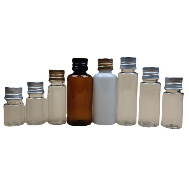 En stock 5ml 10ml productos de plástico botella de PET tapa de aluminio botella de plástico PET botella de muestra transparente