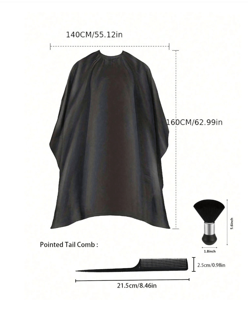 Peine negro de tamaño grande con cola puntiaguda + cepillo para el cabello.