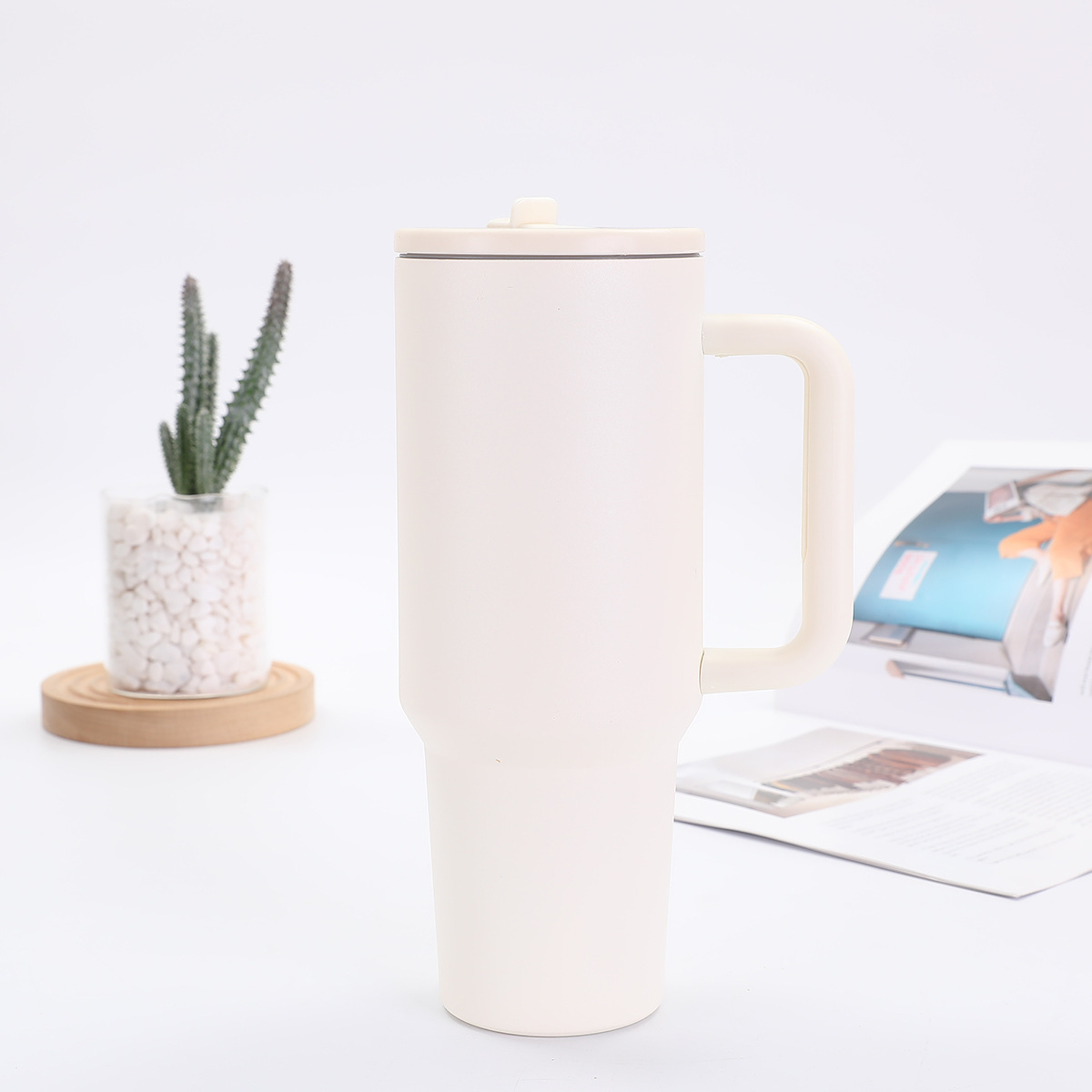 Taza termo de acero inoxidable Big Mac 304 de 40oz taza de automóvil de quinta generación con mango pajita de hielo portátil