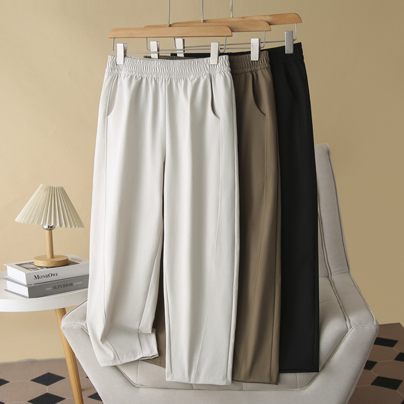 Plus-Size Summer Thin Cropped Harem Pants for Women 2026 New Style Large Size 100kg Elastic Waist Loose Casual Pants Plus-Size Summer Thin Cropped Harem Pants for Women 2026 New Style Large Size 100kg Elastic Waist Loose Casual Pants