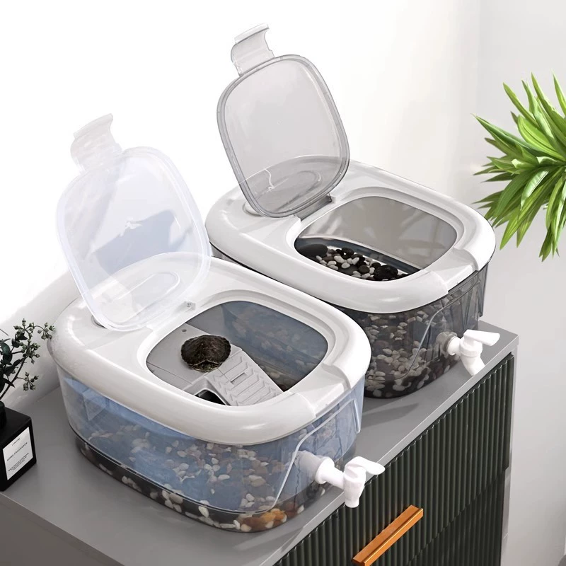 Черепаховый резервуар с сушильным двартом Домашняя коробка для разведения черепах Экологический резервуар простой прозрачный большой ящик для зимней спячки с резервуаром для дренажа