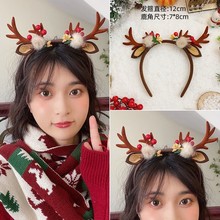 圣诞节发夹儿童宝宝麋鹿发夹蝴蝶结鹿角头箍发饰女童节日饰品批发