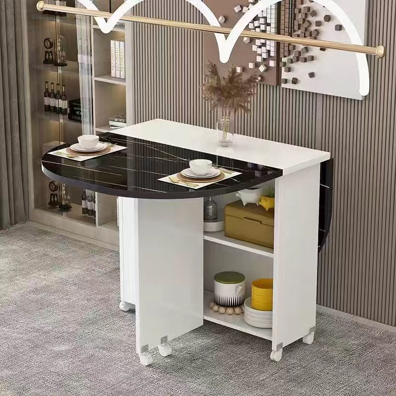 Elíptico (cabinete blanco + mármol negro imitado)