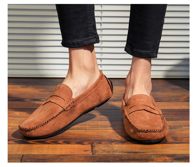 Doudou chaussures de conduite décontractées en cuir britannique, chaussures paresseuses pour hommes_voghion.com