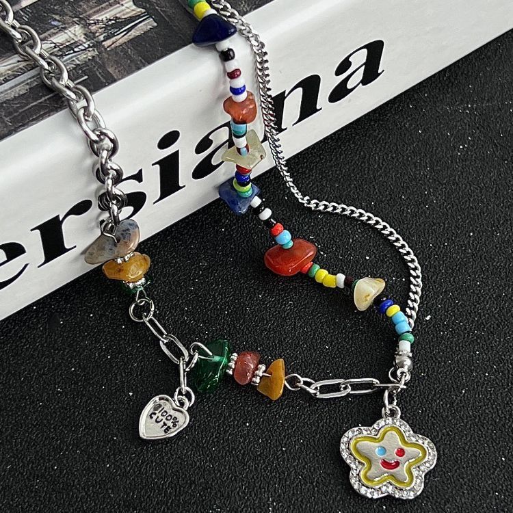 Pulsera de flores esmaltadas oversize para mujer, boho vintage_voghion.com
