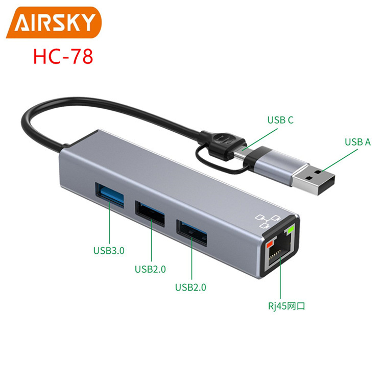 AIRSKY USB 3.0 HUB Ethernet Lan RJ45 Network Adapter 3 Port Hub Docking Station