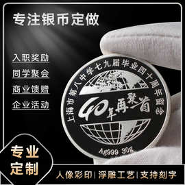 纪念币定制员工入职999纪念章定做同学战友聚会金银币订做周年庆