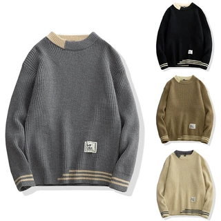 2023秋冬季新款毛衣男ins日系潮流加厚打底衫男士宽松圆领针织衫