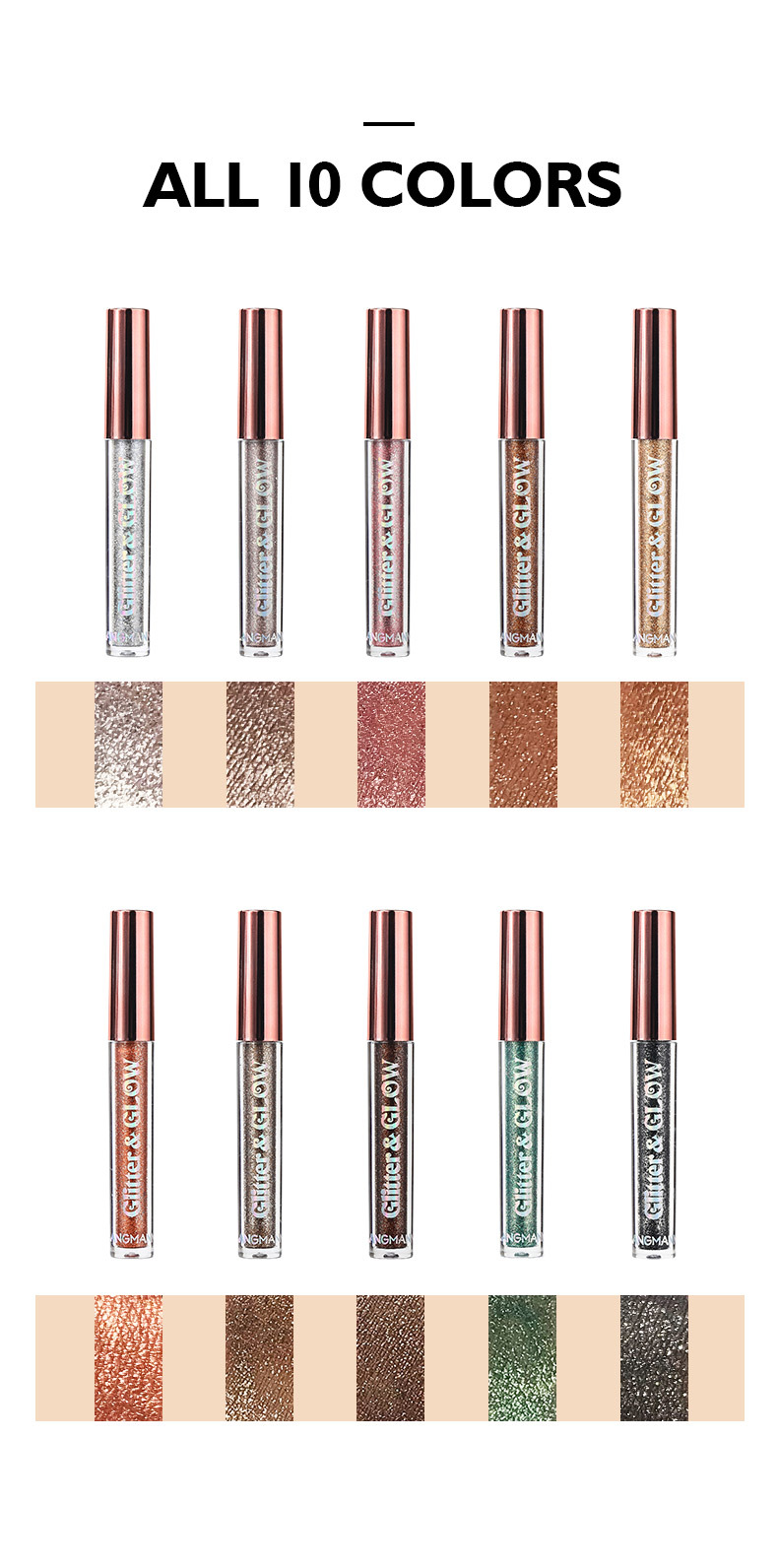 Langmanni Ten Diamond Sparkling Liquid Eyeshadow Set, Psychedelic Pearlescent Eyeshadow Gift Box undefined