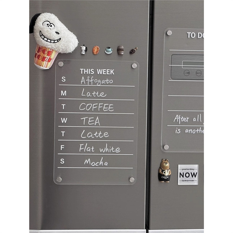 Tablero de exhibición de pegatinas de nevera Tablero de mensajes de pegatinas magnéticas Acrílico transparente puerta de hierro puerta de hierro