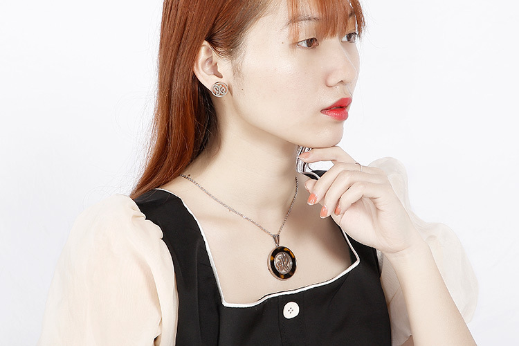 new fashion stainless steel clavicle chain necklace earrings sets accessories