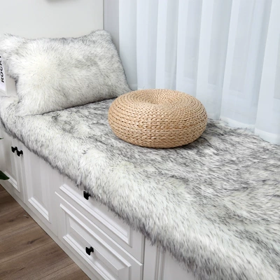 Stuffed Bay Window Mat, Window: Car Carpet - white-gray-tip-long-hair-60120cm
