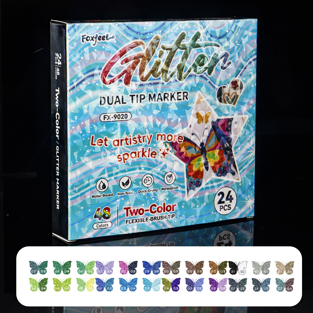 Doble cabeza de dos colores marcador de flash polvo marcador DIY pintado graffiti creativo marcador tiza perlada