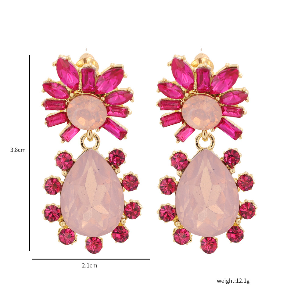 Fashion Alloy Rhinestone Colored Diamond Geometric Earrings display picture 19