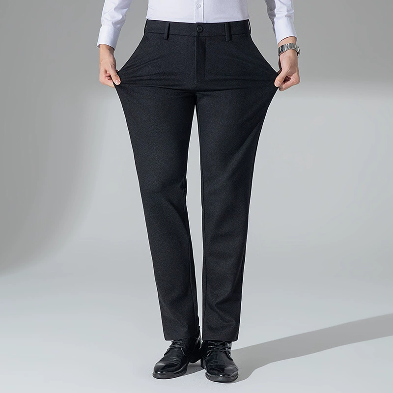 Зимние двусторонние флисовые мужские повседневные брюки, утепленные брюки, шерстяные брюки для среднего и пожилого возраста, деловые мужские прямые брюки