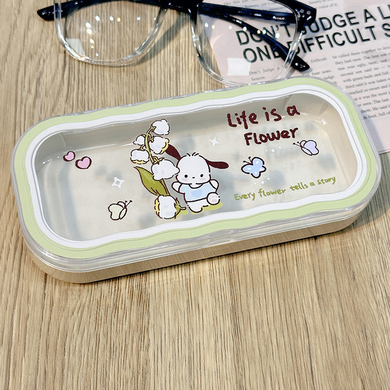 Estuche para gafas moderno con un toque de alta gama, diseño ondulado y bonito, estuche transparente portátil para gafas, estuche para gafas de miopía, estuche para gafas infantiles.