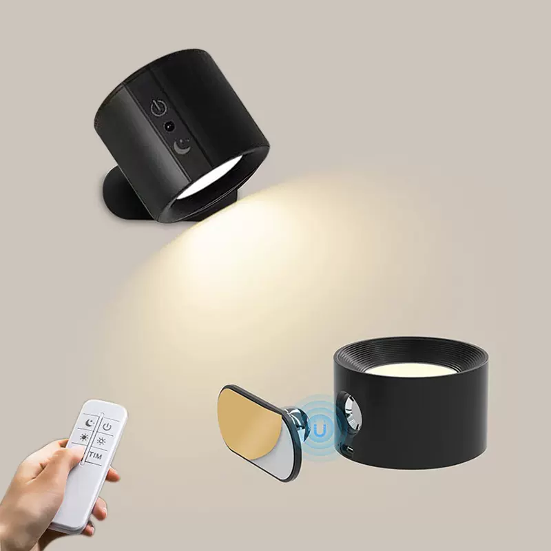 卧室壁灯床头阅读灯充电小夜灯无线背景墙遥控器射灯免接线免打孔