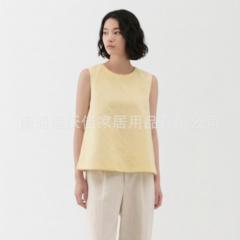 26 New Japanese-Style Muji-Style Hemp Cotton Sleeveless Tops for Women, Short Shirts, Vests, Shirts, Summer Cool Loose Pullovers