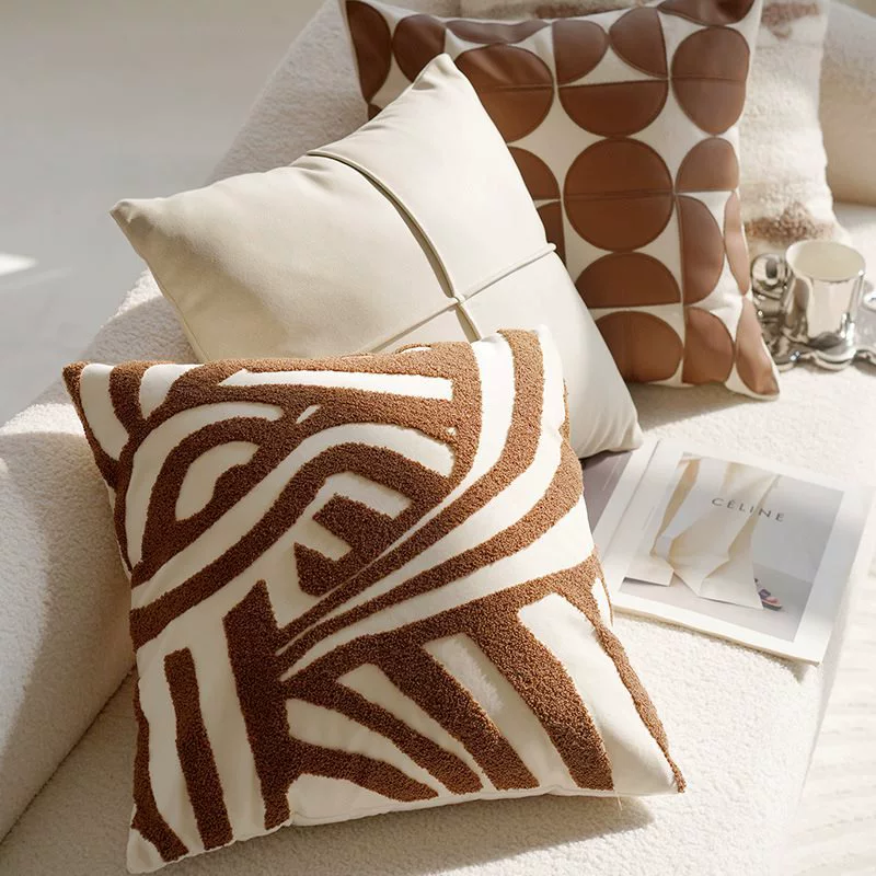 Creamy high -end retro style knot pillow pillow sleeve sofa bed on the brown bed on the waist on the waist pillow and cushion with core bay windows