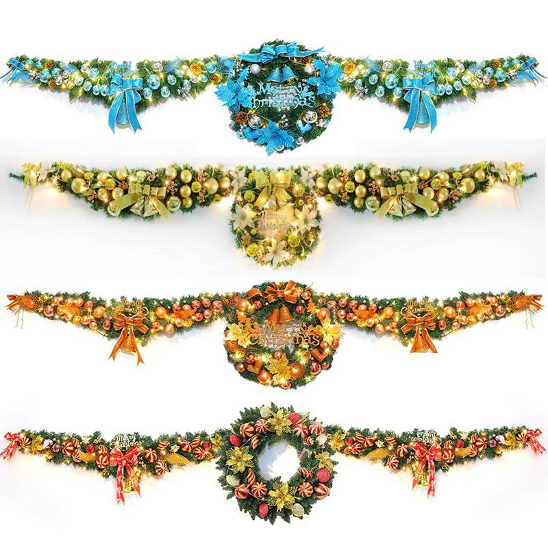 Christmas garland set — combined pendant garlands 2.7 m & 1.5 m, assorted colors